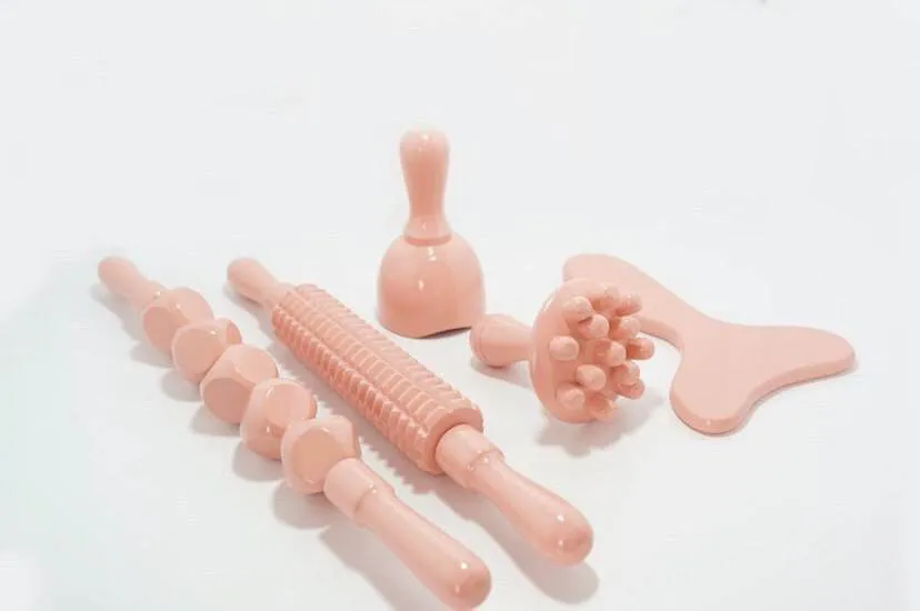 5-PIECES Premium Quality Custom Color Wood Therapy Tools