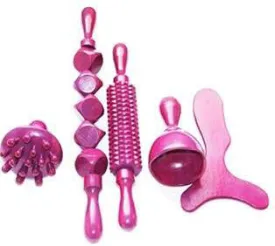 5-PIECES Premium Quality Custom Color Wood Therapy Tools