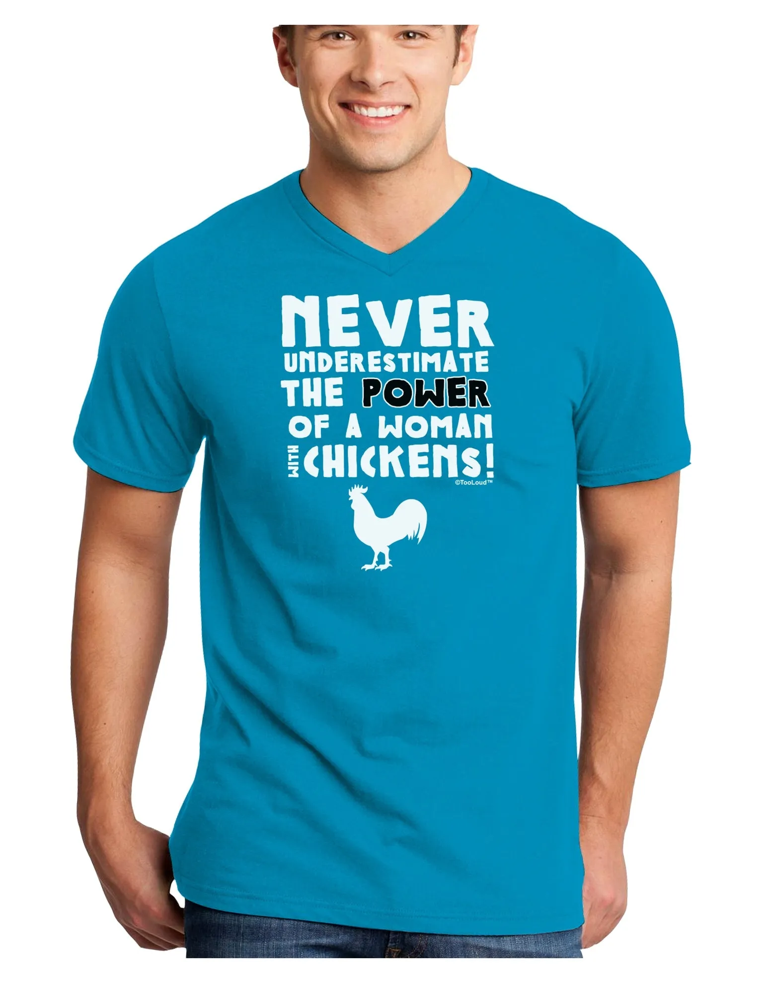 A Woman With Chickens Adult Dark V-Neck T-Shirt
