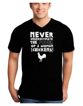 A Woman With Chickens Adult Dark V-Neck T-Shirt