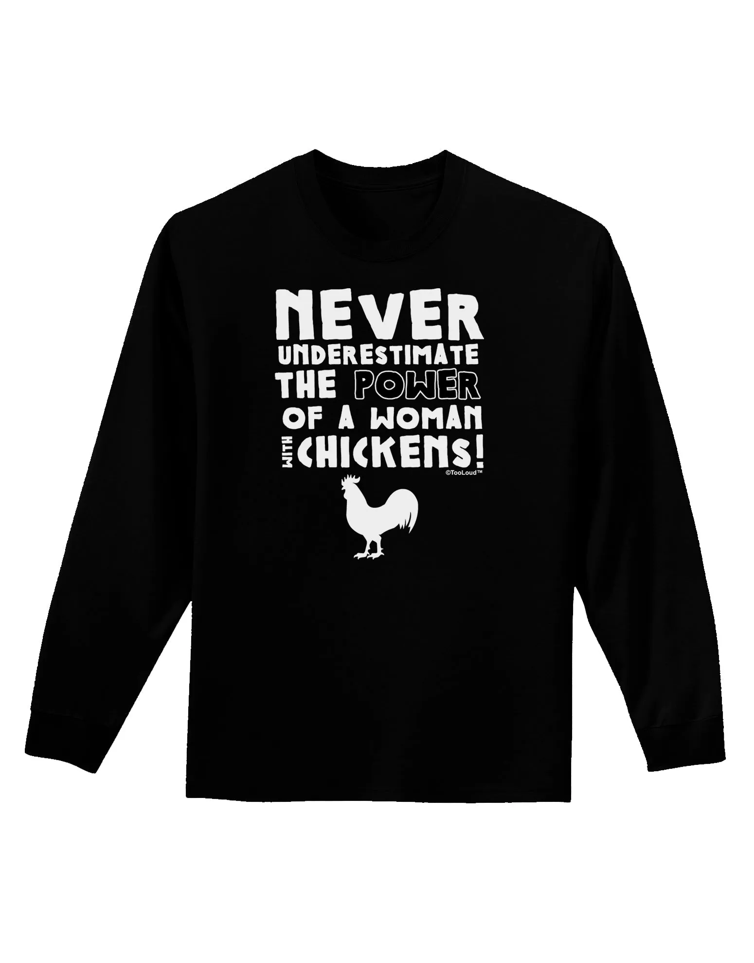 A Woman With Chickens Adult Long Sleeve Dark T-Shirt