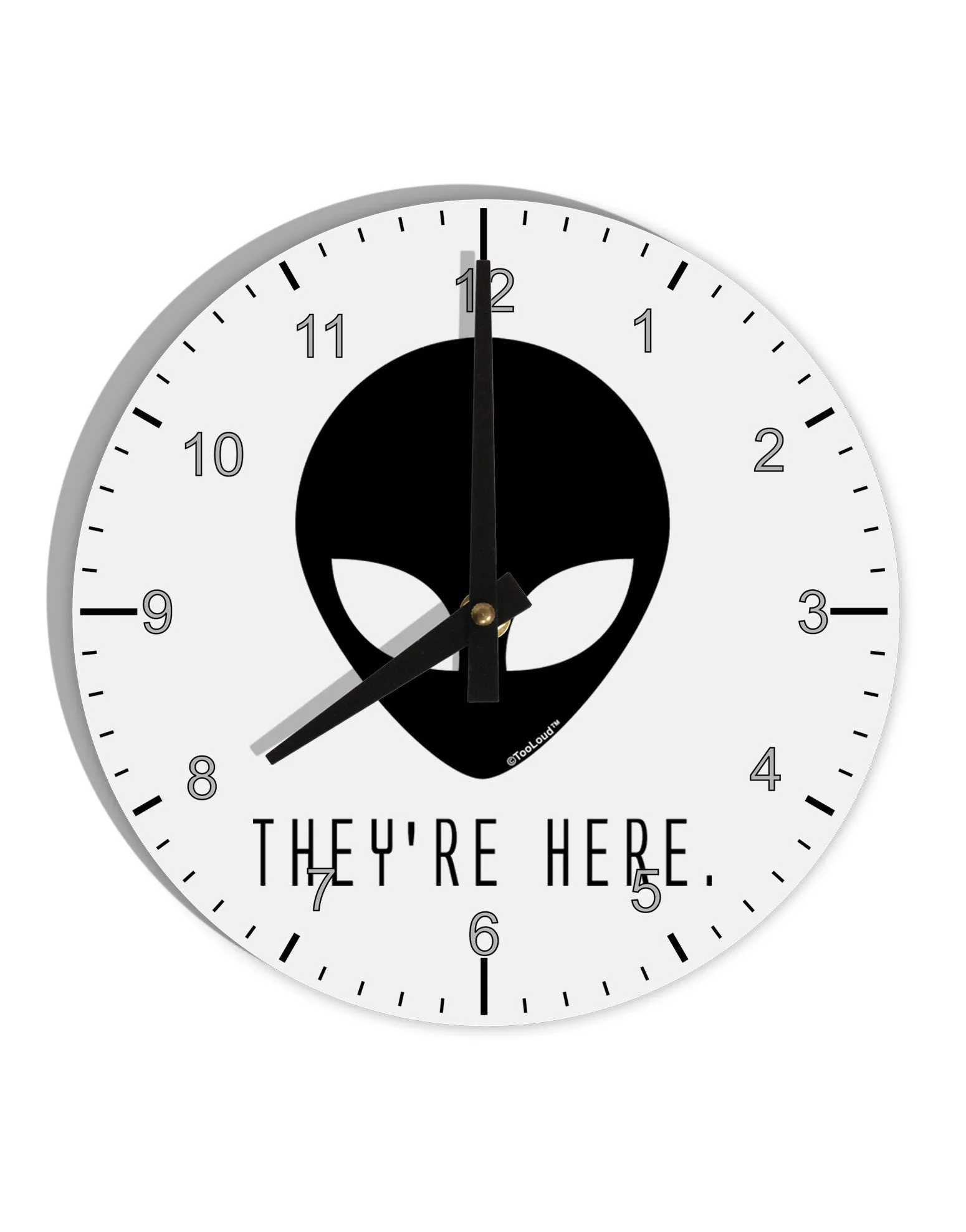 Alien They Are Here 10 InchRound Wall Clock with Numbers