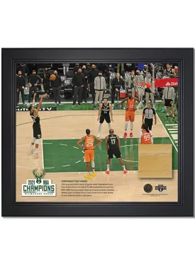Artsman Championship Key Moment #5 Giannis Antetokounmpo 50/50 Milwaukee Bucks Court Frame