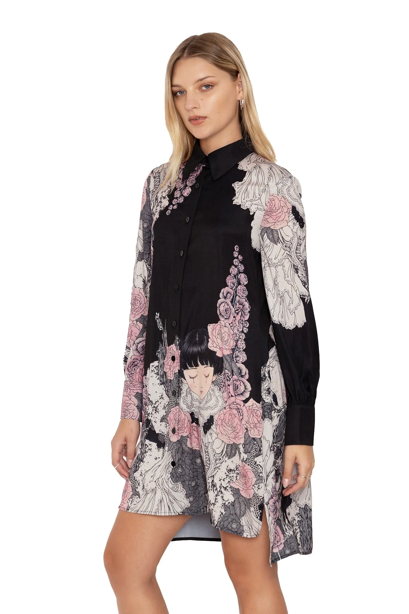 Burial Games Long Sleeve Work It Shirt Dress