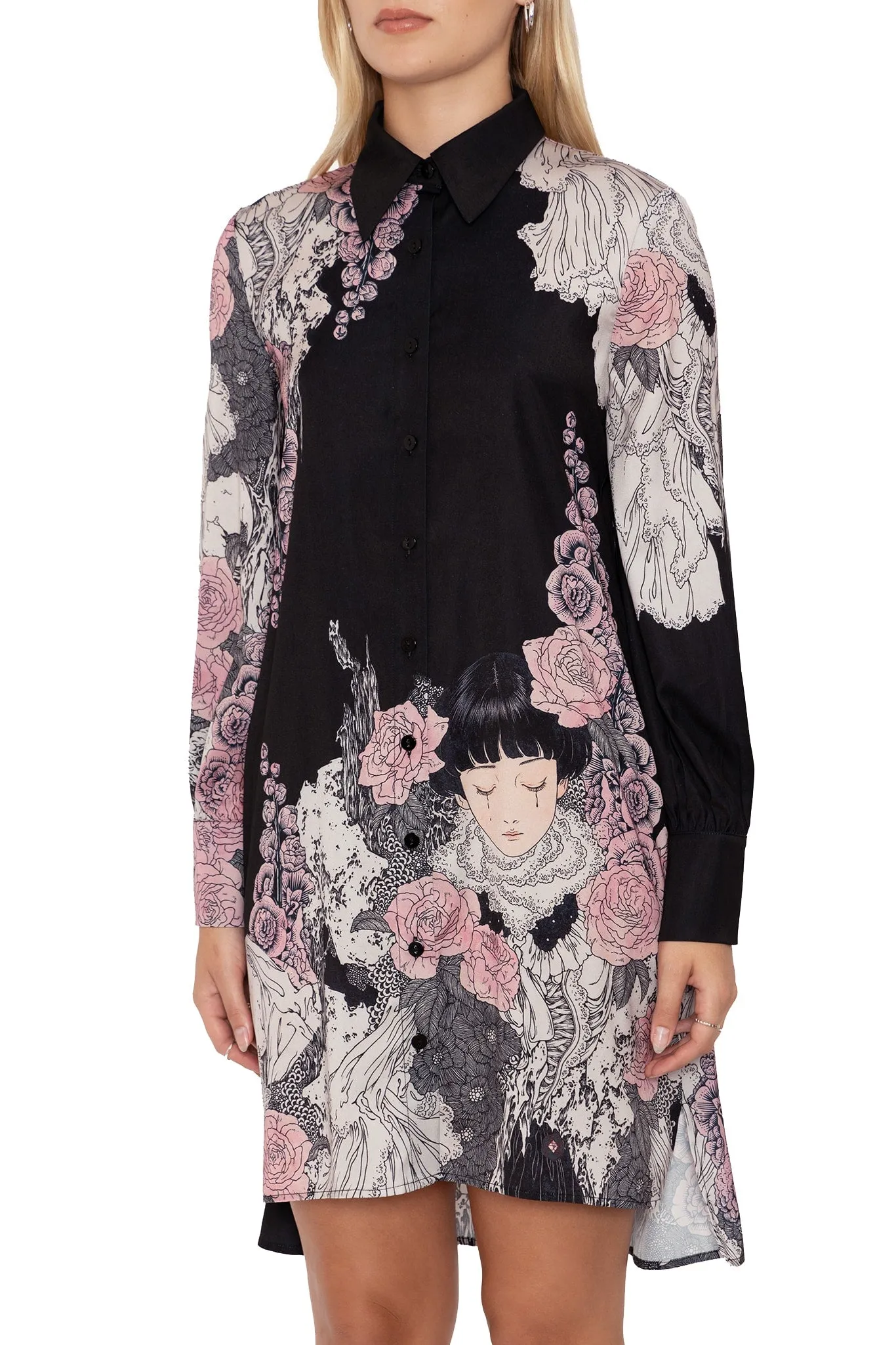 Burial Games Long Sleeve Work It Shirt Dress