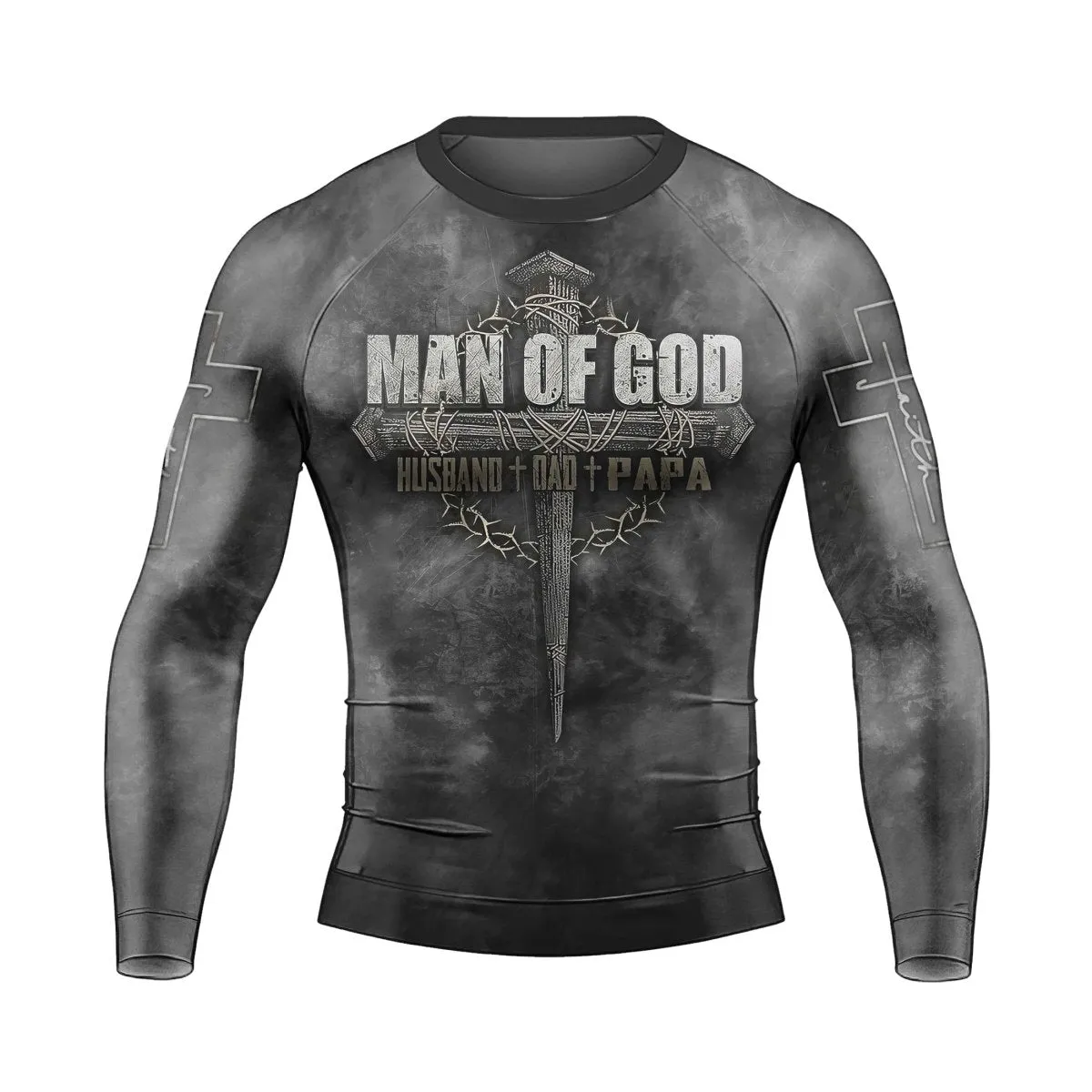 Father Man Of God Men's Long Sleeve Rash Guard