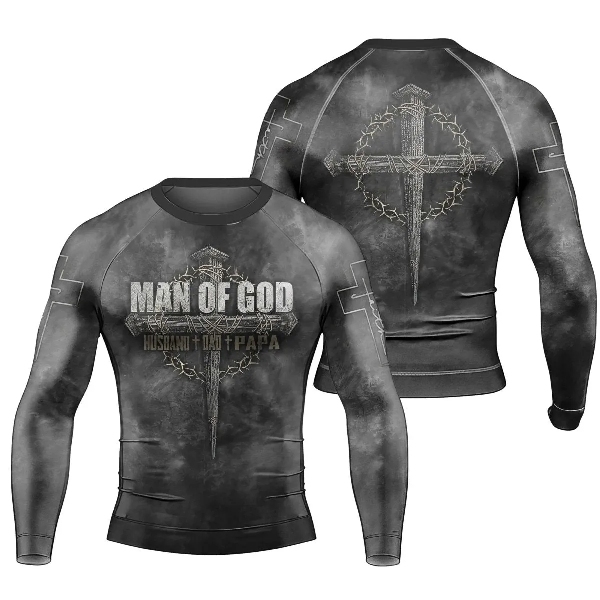 Father Man Of God Men's Long Sleeve Rash Guard