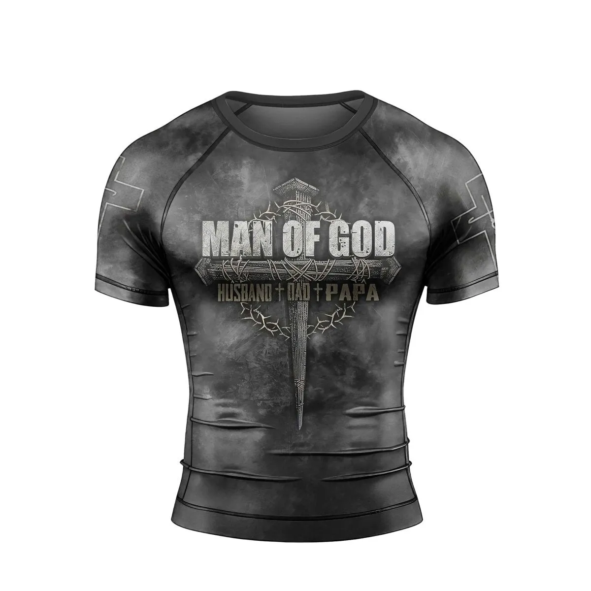Father Man Of God Men's Short Sleeve Rash Guard