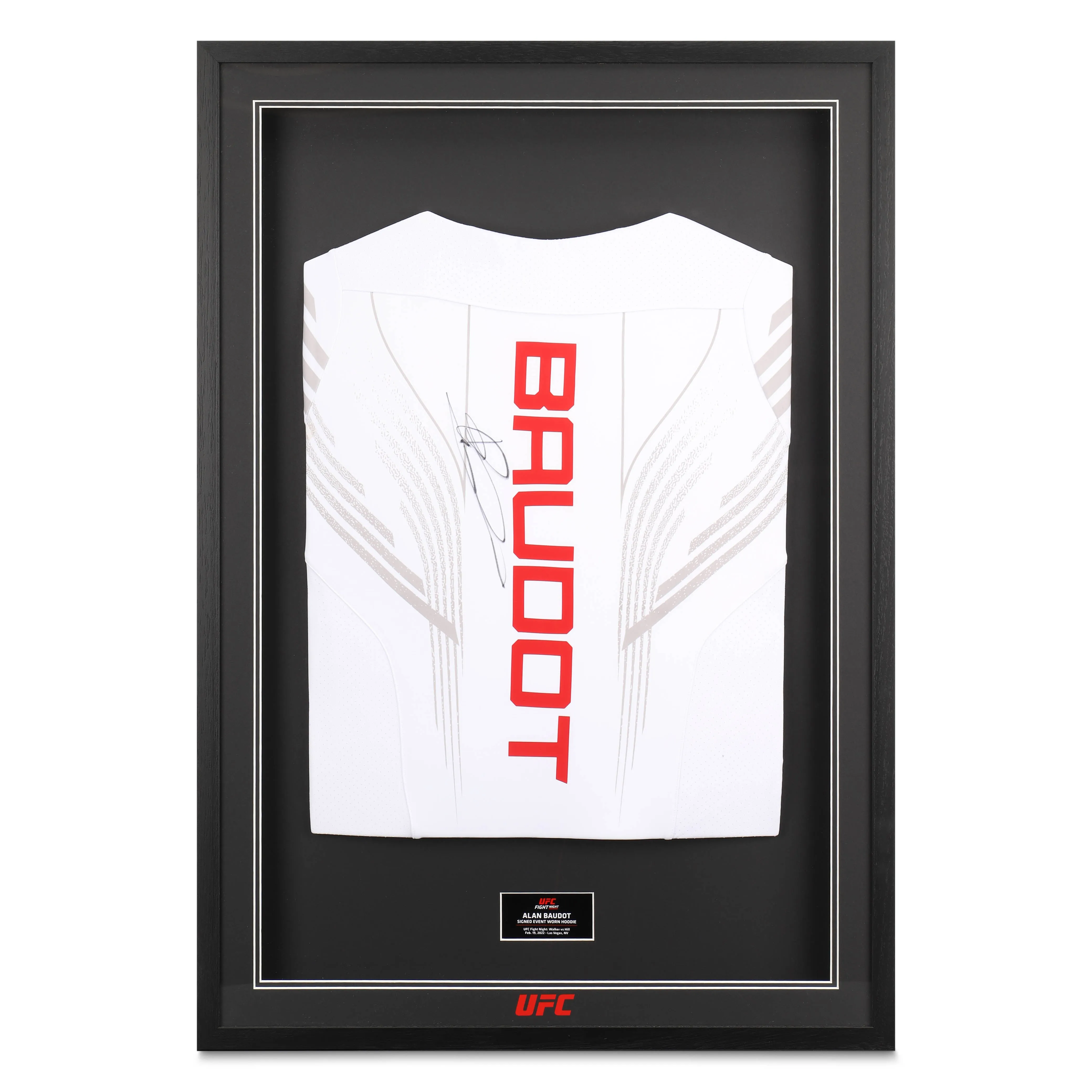 Framed Alan Baudot Signed Fight Issued Hoodie UFC Fight Night: Walker vs Hill