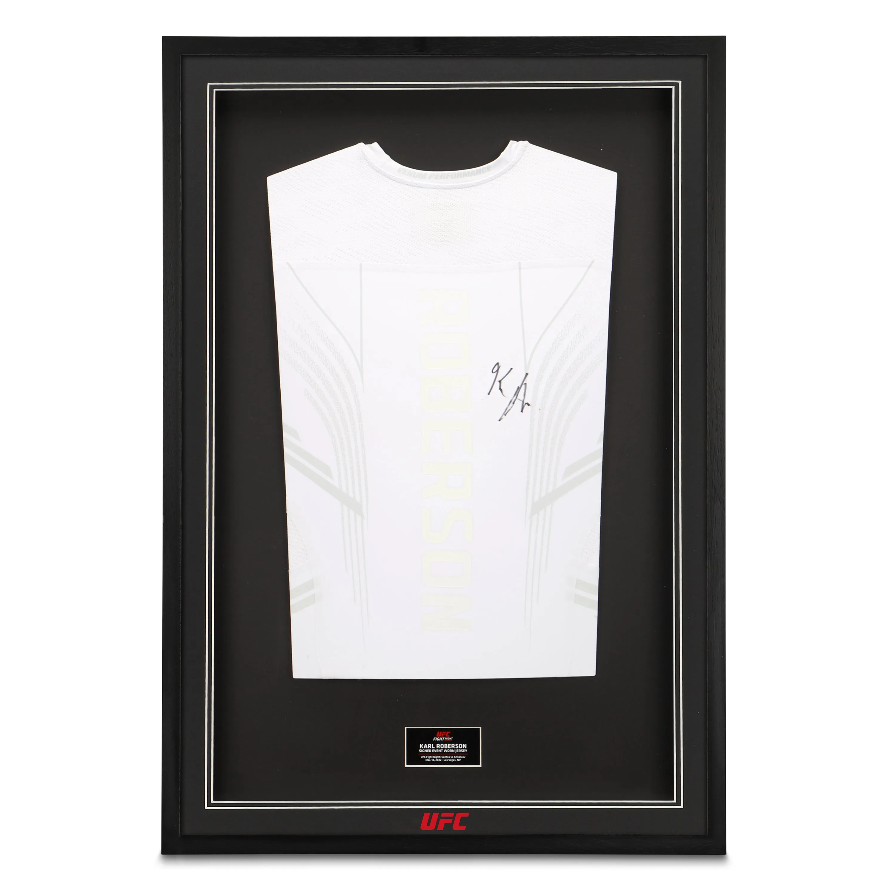 Framed Karl Roberson Signed Fight Issued Jersey UFC Fight Night: Santos vs Ankalaev
