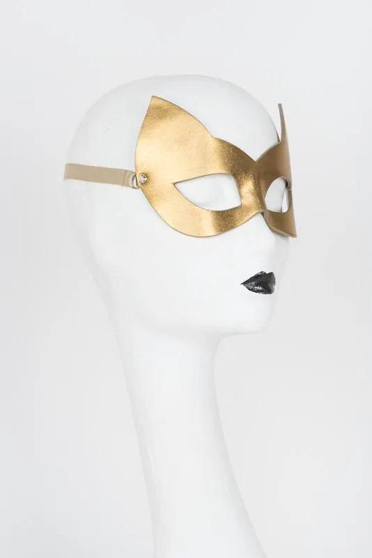 Gold Kitten Mask with Swarovski Crystals
