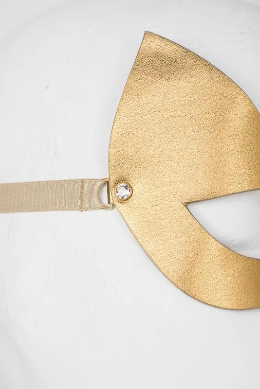 Gold Kitten Mask with Swarovski Crystals