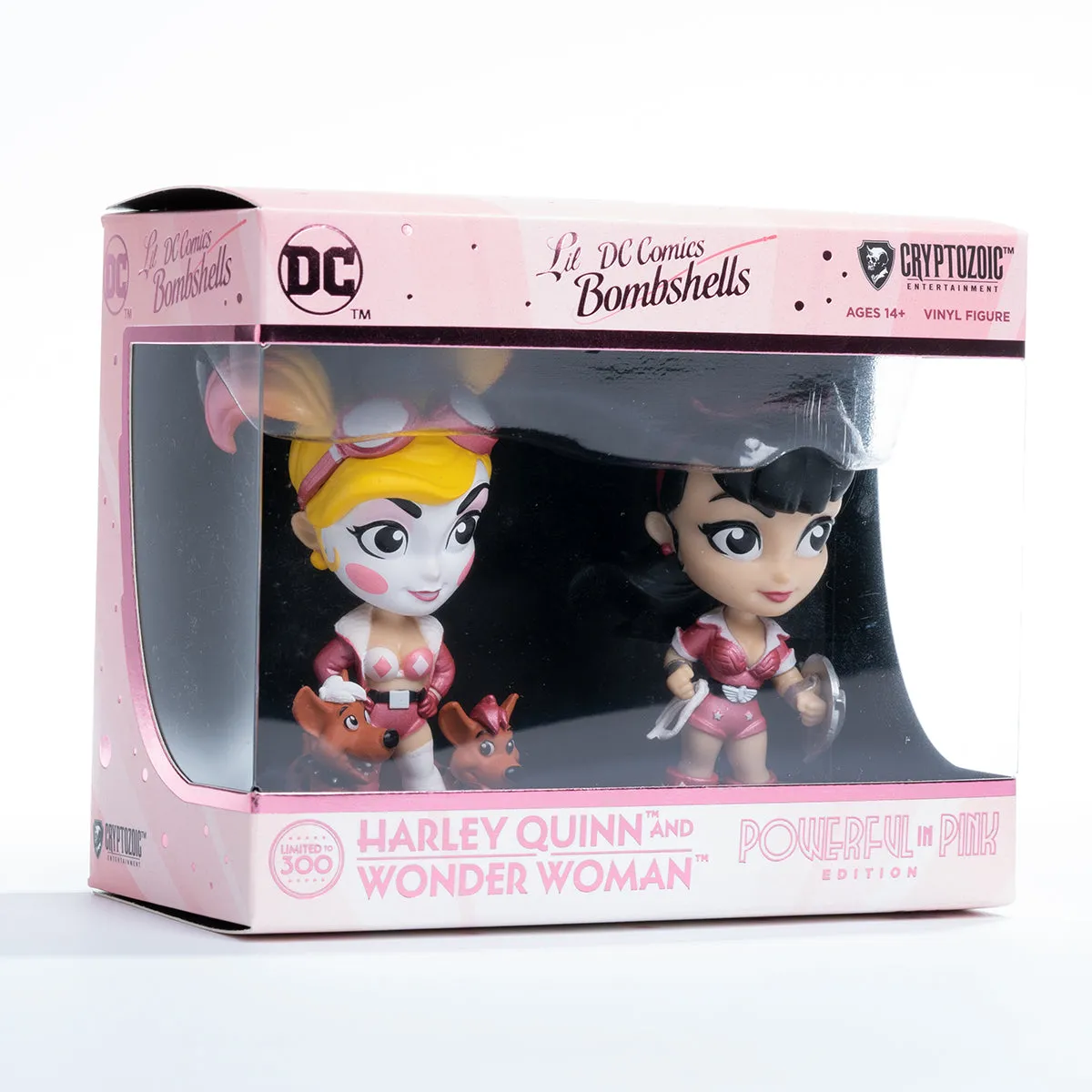 Harley Quinn and Wonder Woman Powerful in Pink Edition DC Lil Bombshells Vinyl Figures (Cryptozoic Exclusive) SOLD OUT!