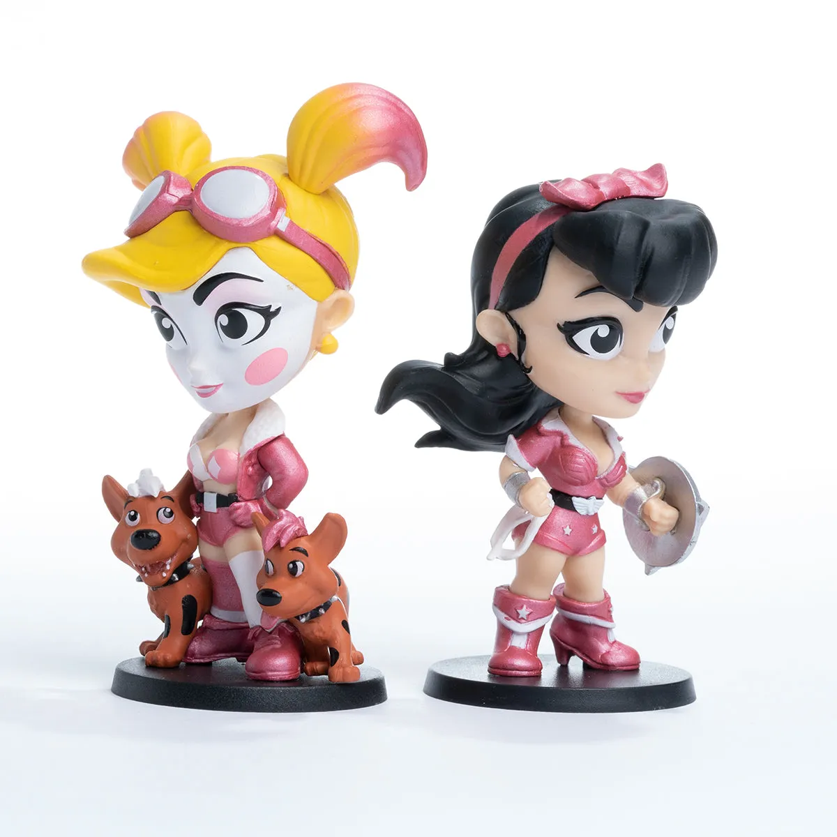 Harley Quinn and Wonder Woman Powerful in Pink Edition DC Lil Bombshells Vinyl Figures (Cryptozoic Exclusive) SOLD OUT!