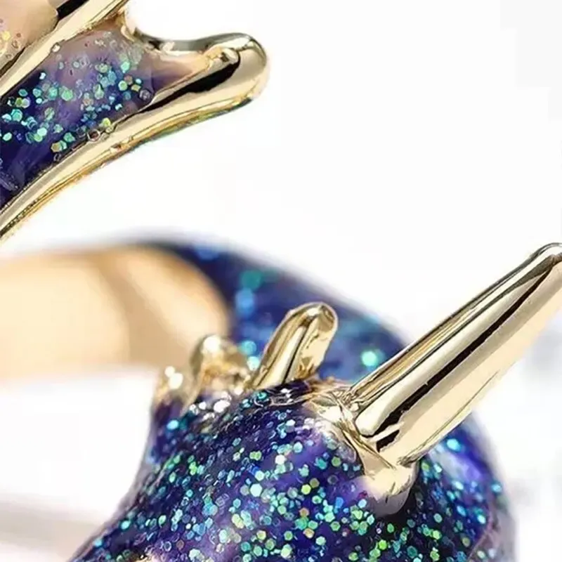 Pink and Blue Dragon Couple Rings