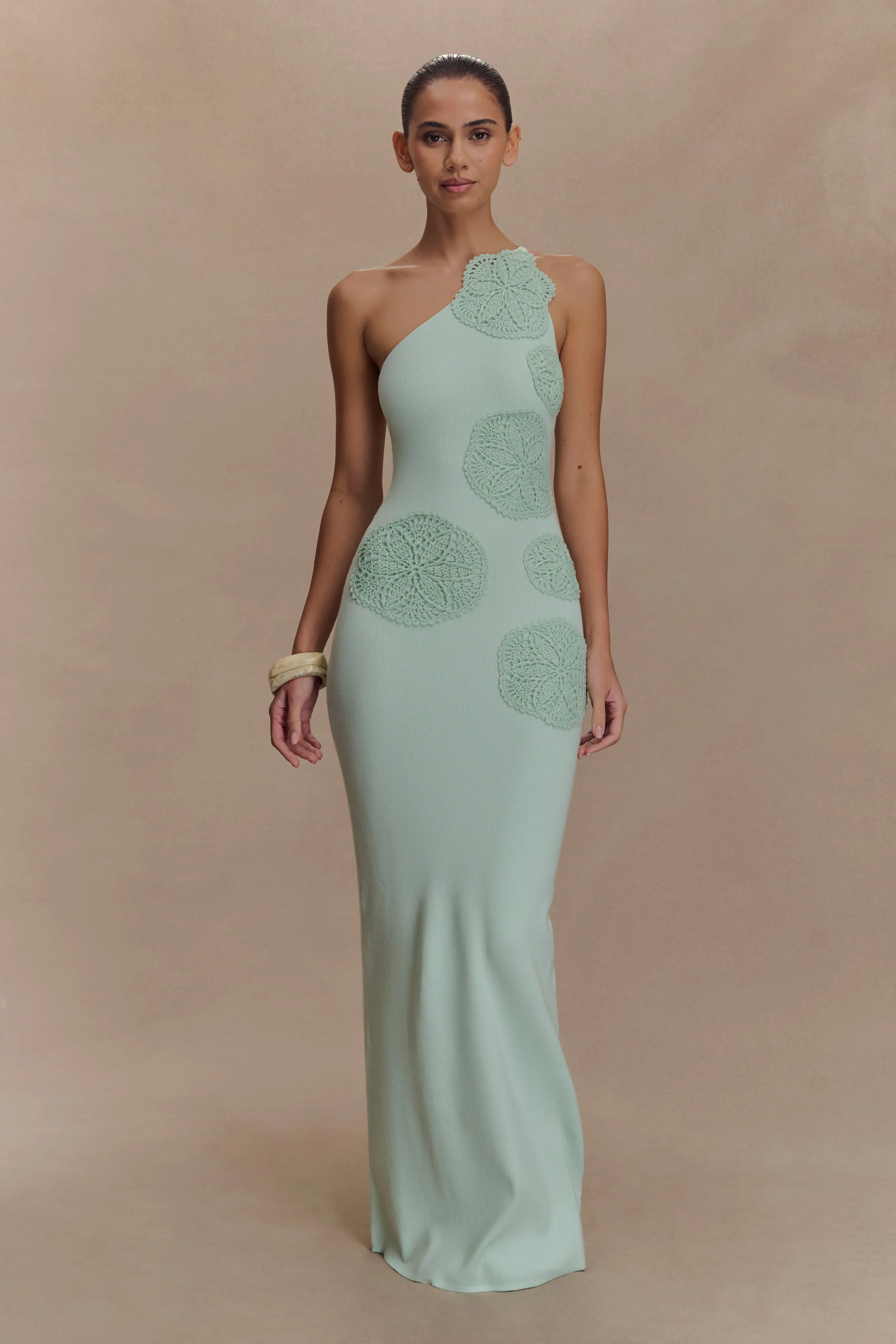 Teneika Crochet Knit Maxi Dress - Light Aqua