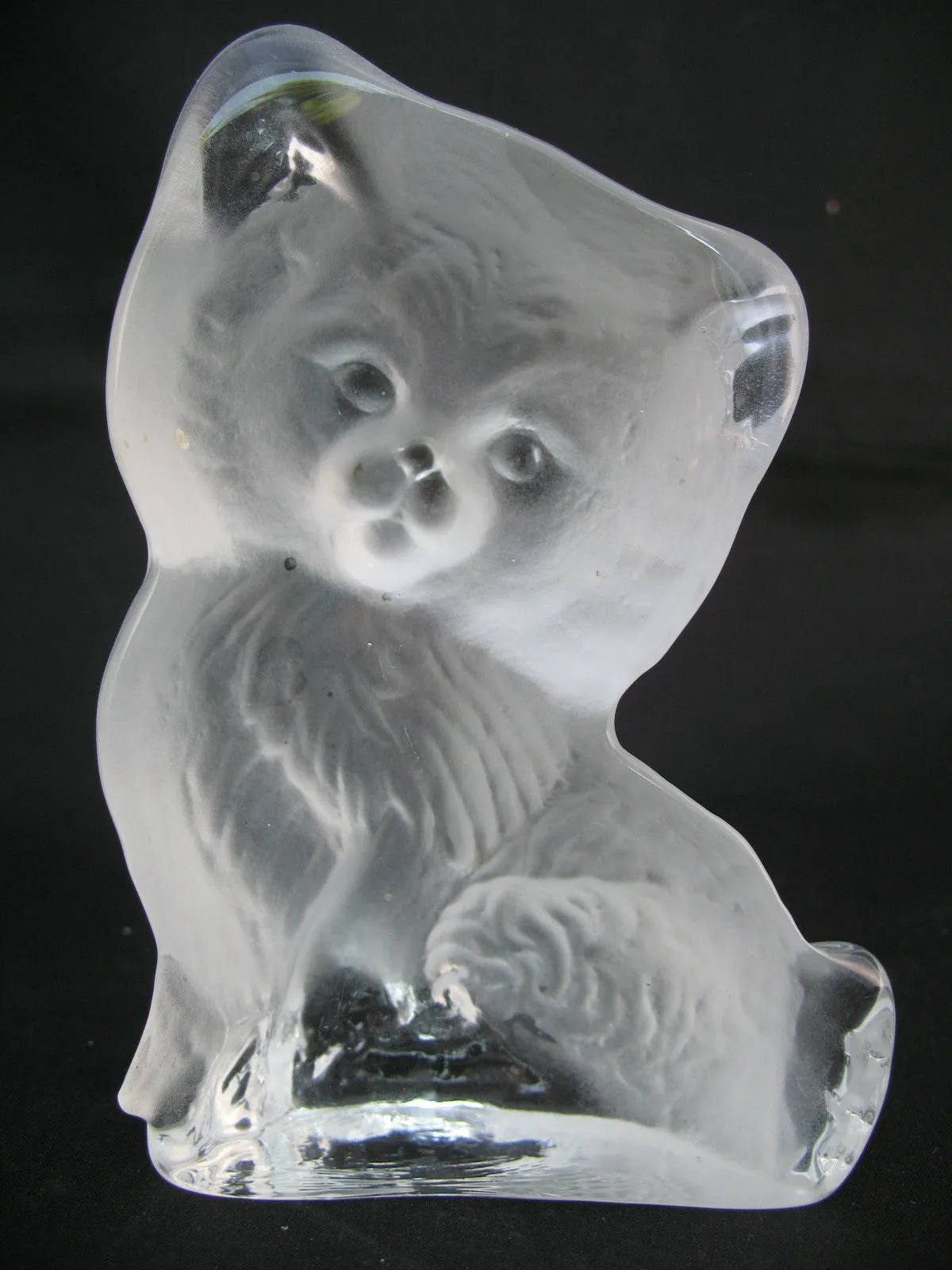 VINTAGE FROSTED Art GLASS 3D CAT CATS KITTY KITTEN Table PAPERWEIGHT Animal Figurine Figurines