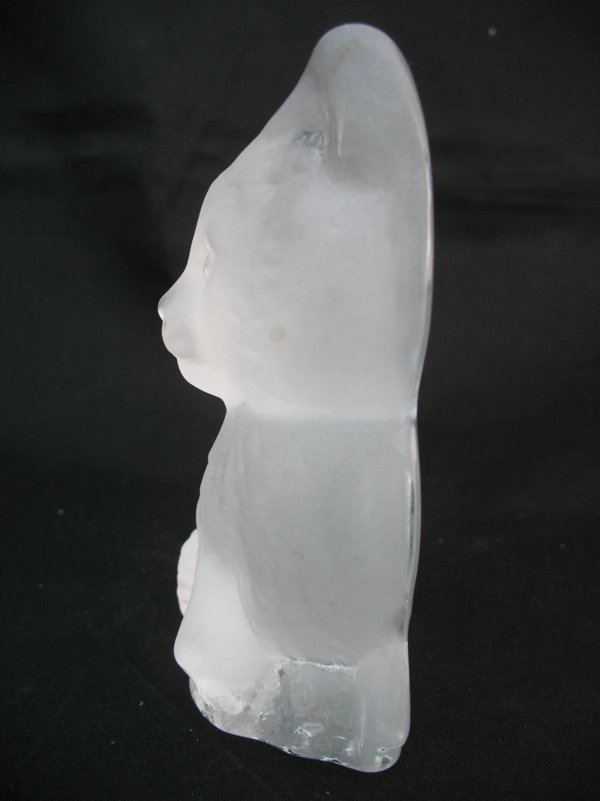 VINTAGE FROSTED Art GLASS 3D CAT CATS KITTY KITTEN Table PAPERWEIGHT Animal Figurine Figurines